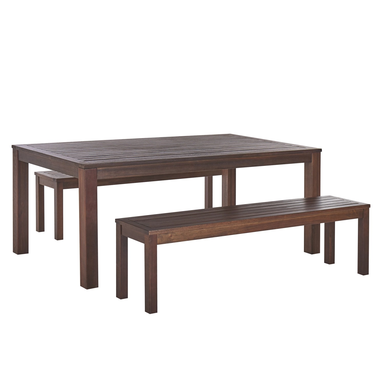 Beliani Gartentisch Set TUSCANIA Dunkler Holzfarbton 100x180x73