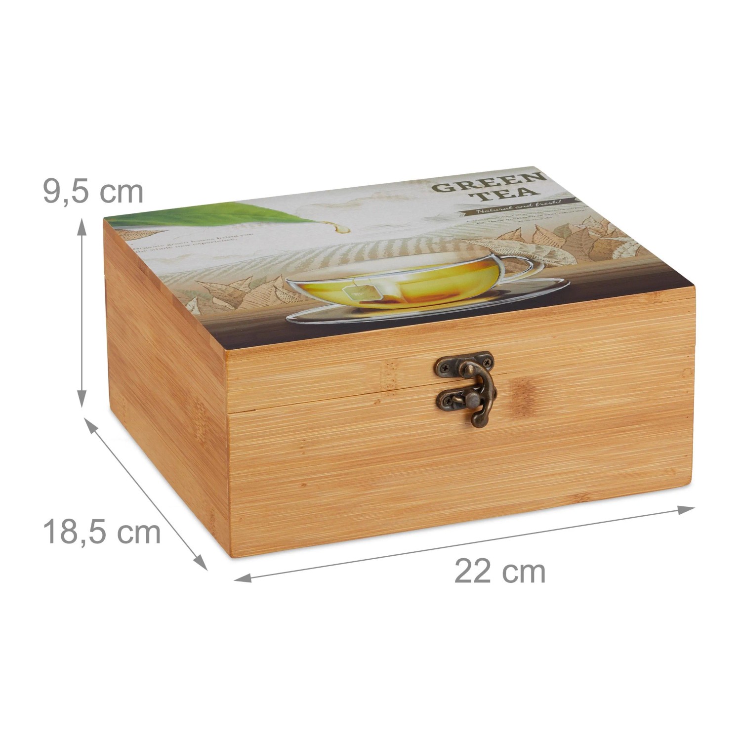 Relaxdays Teebox Bambus Natur mit 6 Fächern 9,5 cm x 22 cm x 18,5 cm 0,65 kg_4