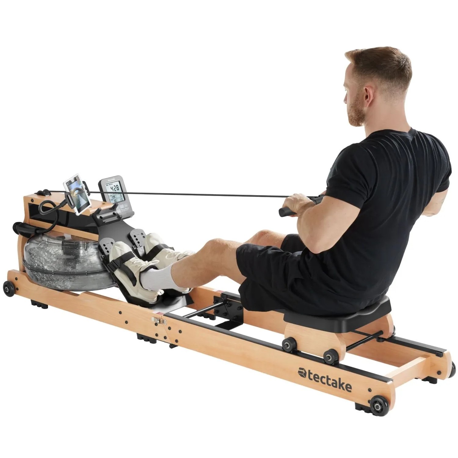 Tectake Holzrudergerät Titan xr2 Aus Massiver Buche  Klappbar 6 Schwierigkeitsstufen  Belastbarkeit 150 kg  195 x 51 50 x 44 50 cm Braun Schwarz