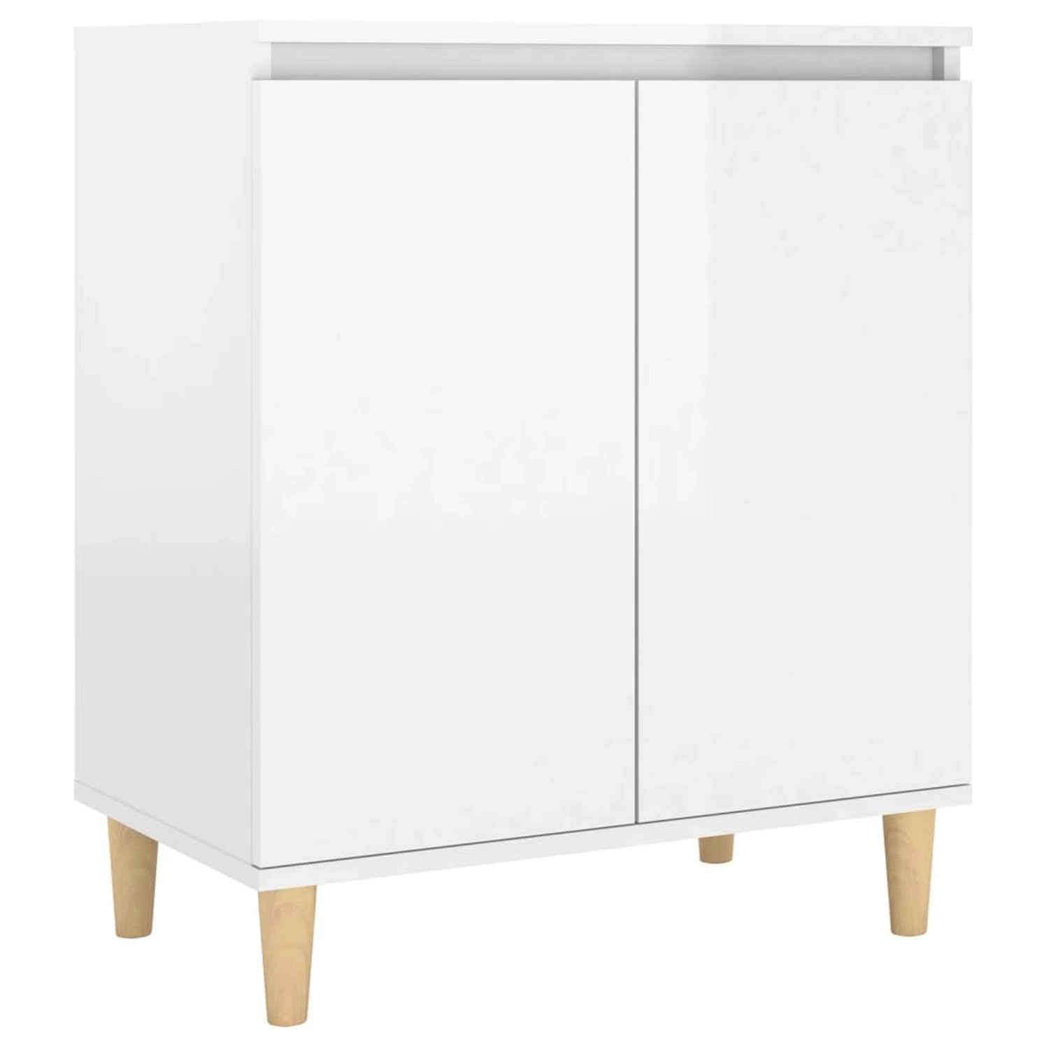 vidaXL Sideboard mit Massivholz-Beinen Hochglanz-Weiß 60x35x70 cm 806073