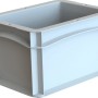 Graue Eurobox-System Box (20x15x12 cm) mit Vollwand für Aufbewahrung.
