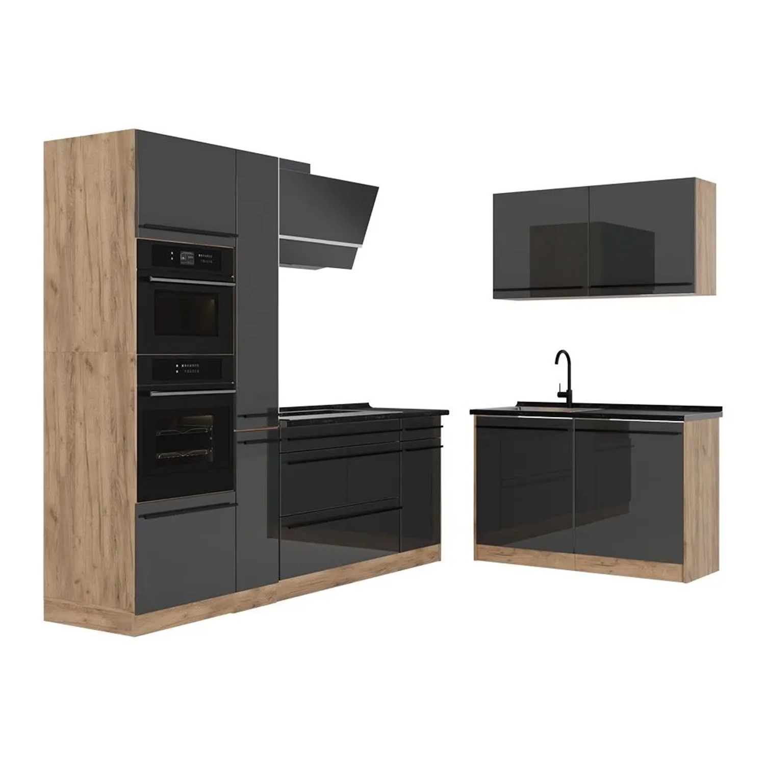 Vicco Eckküche R-Line Anthrazit Hochglanz/Goldkraft Eiche 230 x 207 Arbeitsplatte Anthrazit Art Nr 66721