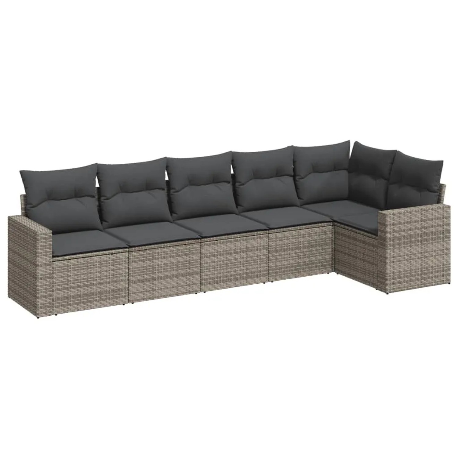 vidaXL 6-Tlg Garten-Sofagarnitur mit Kissen Grau Poly Rattan 3251327
