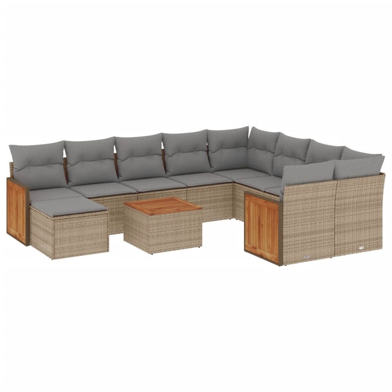 vidaXL 11-Tlg Garten-Sofagarnitur mit Kissen Beige Poly Rattan 3260645