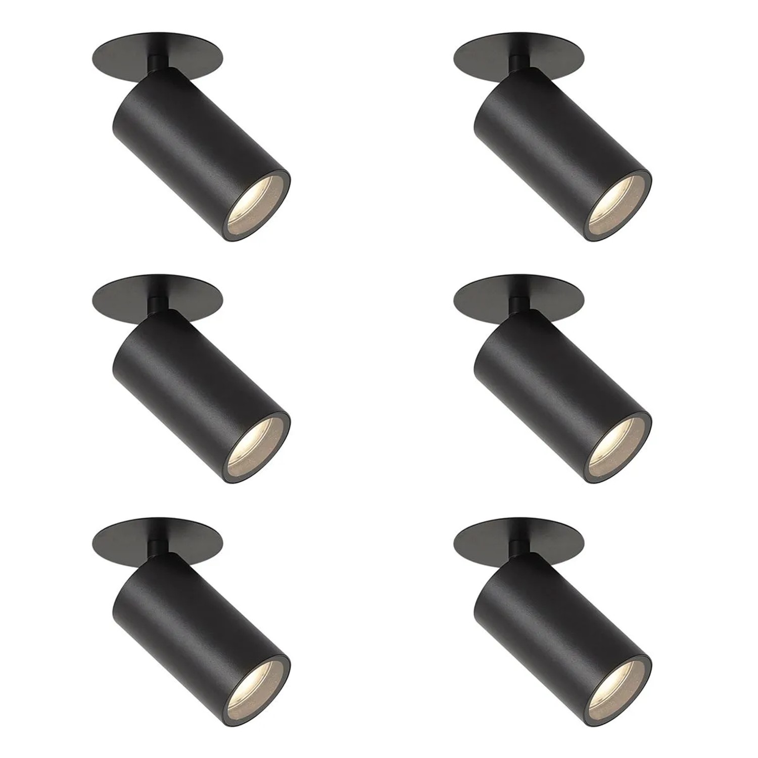 QAZQA Set mit 6 Modernen Einbaustrahlern Schwarz GU10 50mm IP44 Chels