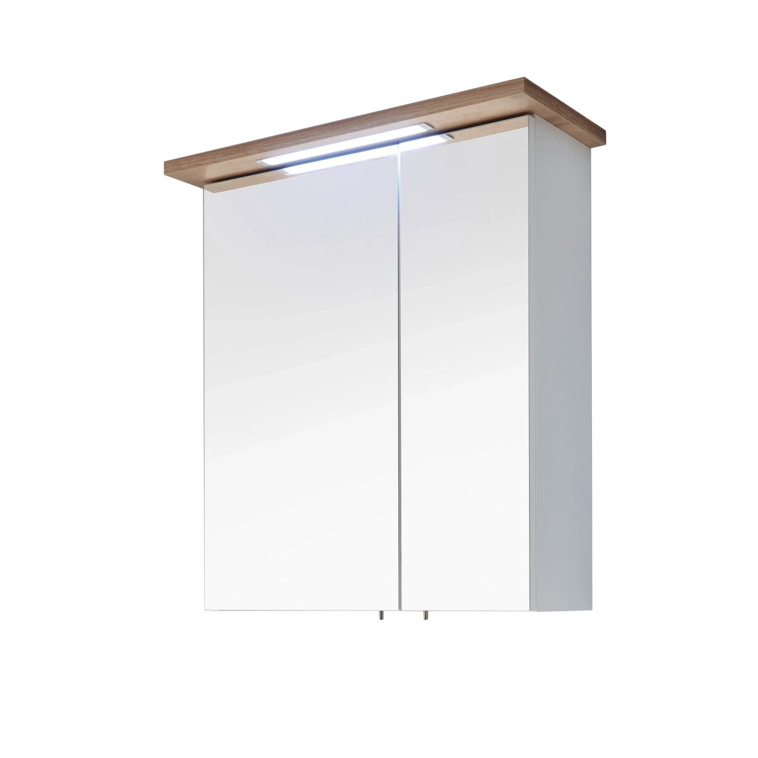 Pelipal Spiegelschrank Quickset 923, weiß/Riviera Eiche, mit LED-Beleuchtung, 60 cm breit.