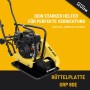 Güde Rüttelplatte GRP 80E: Baumaschine zum Verdichten von Flächen, mit Stahlrahmen und vibrationsgedämpften Handgriff.