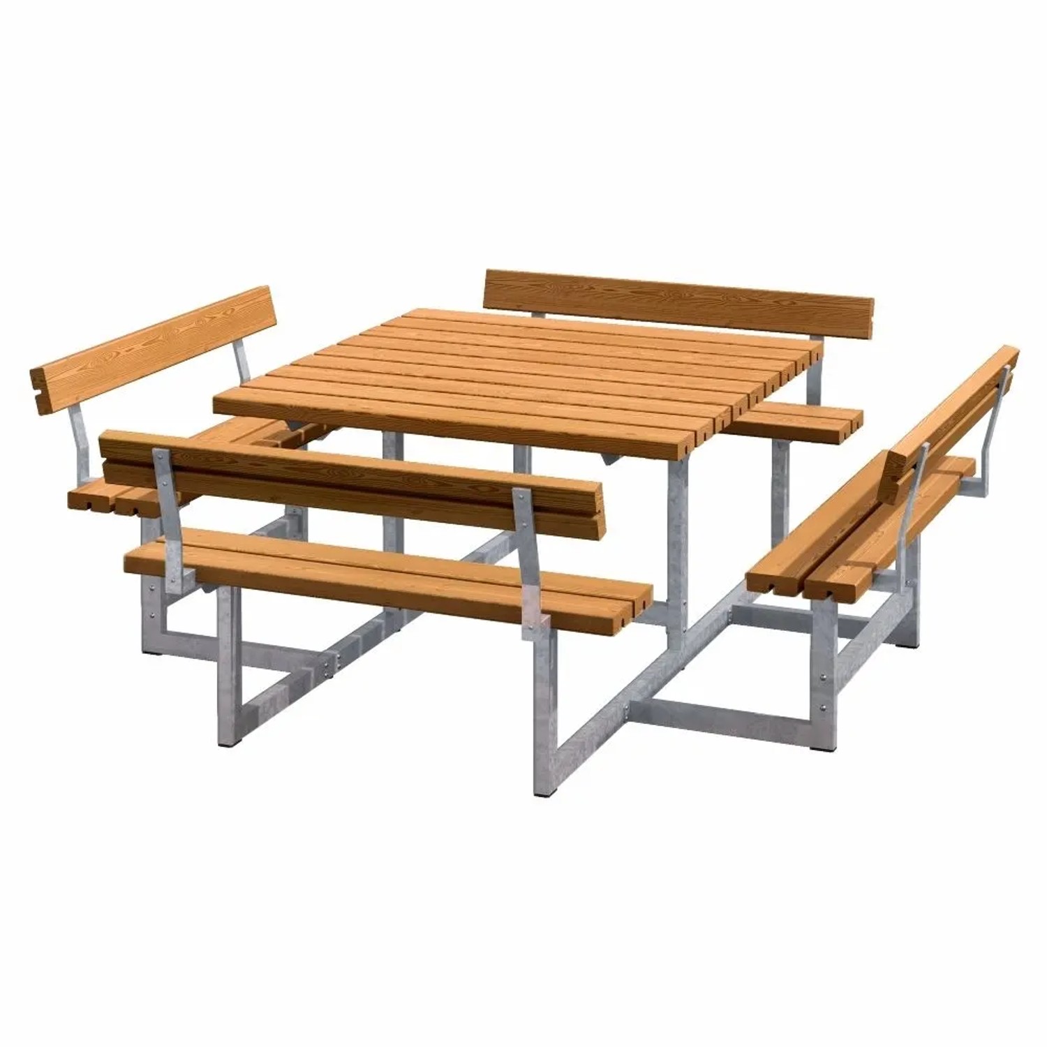 PLUS Gartenmöbel Sitzgruppe 224 cm Klappbar Farbgrundiert Teak mit 4 Rückenlehnen Holz