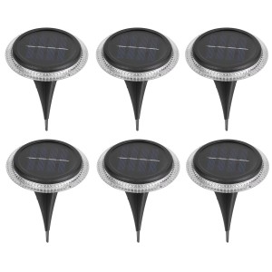 6er-Set: Schwarze LED Solar Erdspießleuchten Kane für stimmungsvolle Deko im Garten.