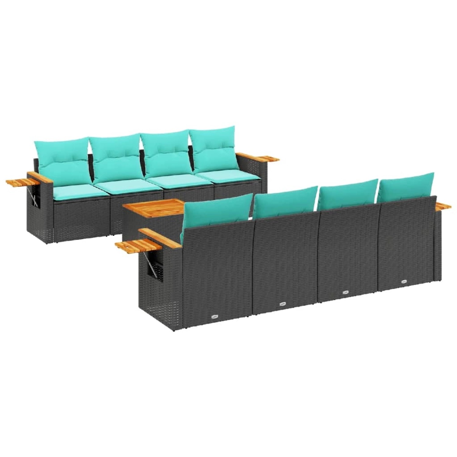 vidaXL 9-Tlg Garten-Sofagarnitur mit Kissen Schwarz Poly Rattan 3226659 günstig online kaufen