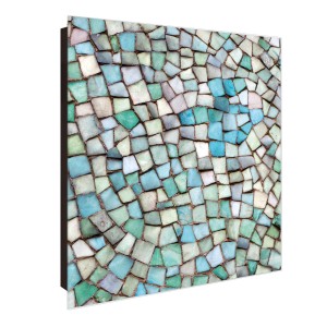 Banjado Schlüsselkasten mit blauem Mosaik-Motiv, 30x30cm, 50 Haken, beschreibbar und magnetisch.