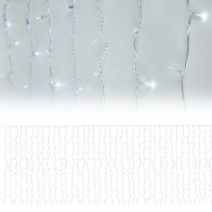 LED Lichtervorhang 2x1,5m mit 240 kaltweißen LEDs für Weihnachtsdekoration, 12 Funktionen, IP44.