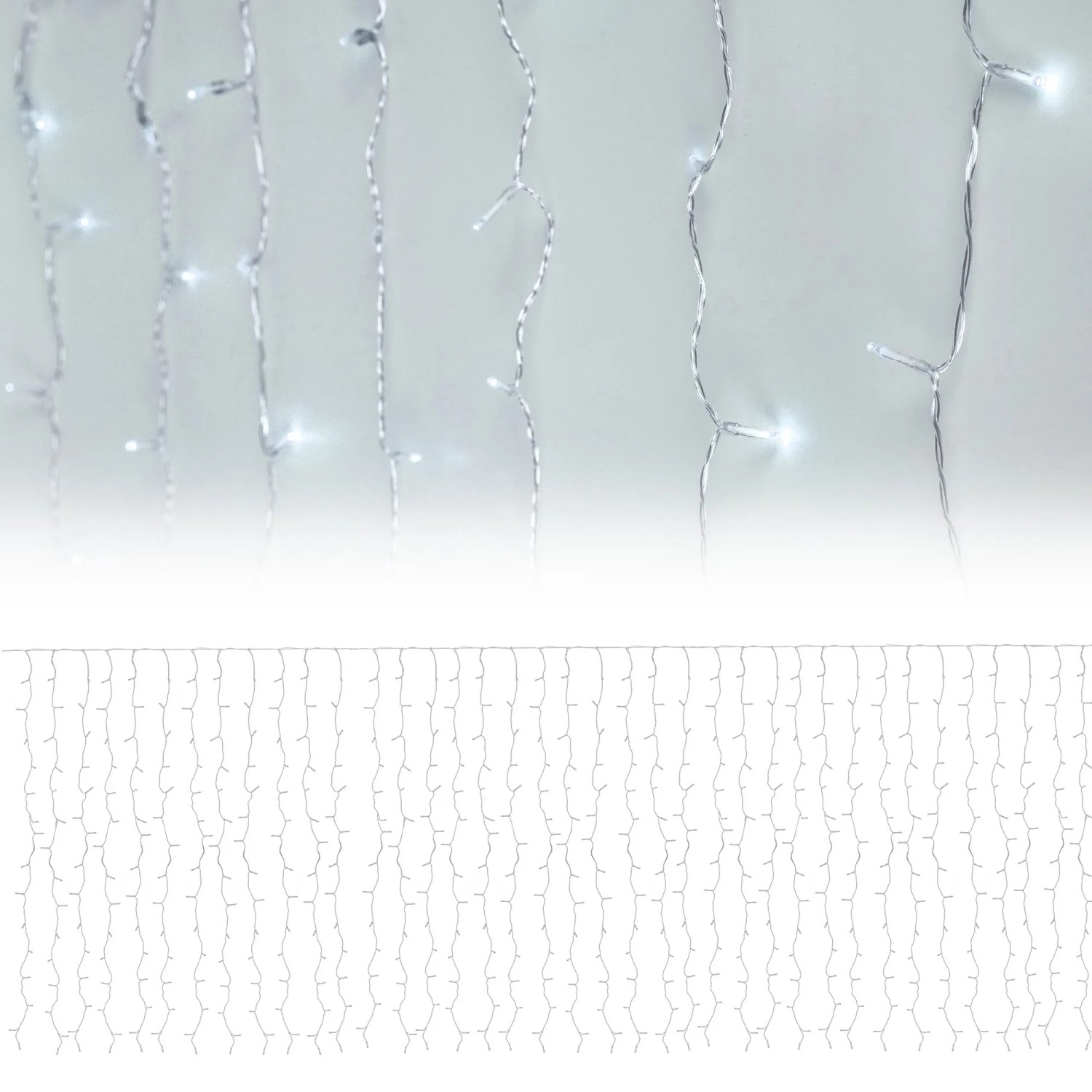 LED Lichtervorhang 2x1,5m mit 240 kaltweißen LEDs für Weihnachtsdekoration, 12 Funktionen, IP44.