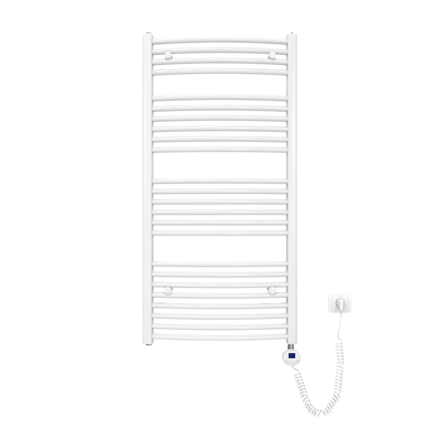 Emke Elektrischer Badheizkörper Gebogen mit Thermostat Handtuchtrockner mit Heizstab 120x50cm 600W Weiß