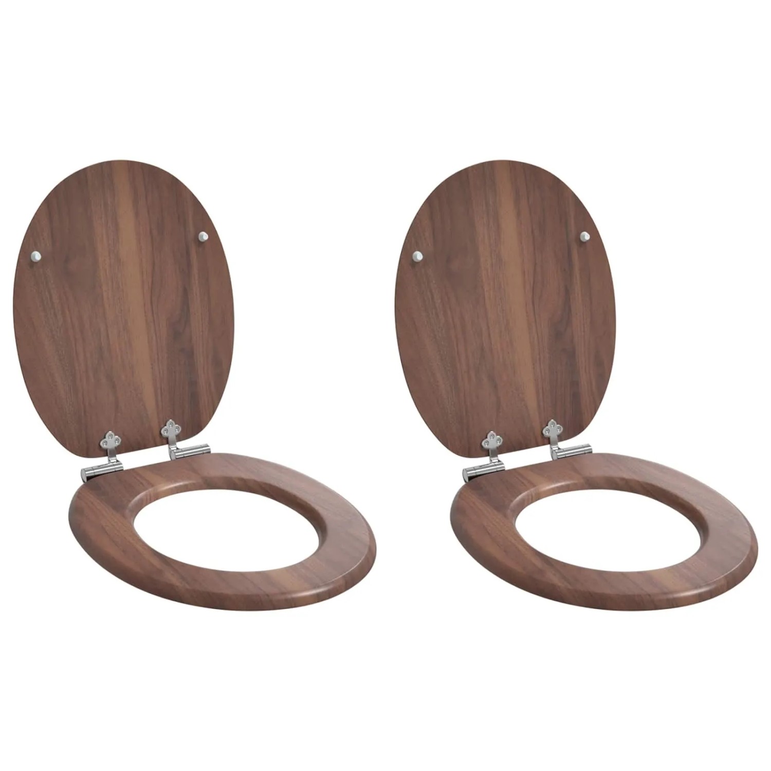 vidaXL Soft-Close Toilettensitz 2 Stk Braun 44 x 38 cm MDF-Platte 3414531