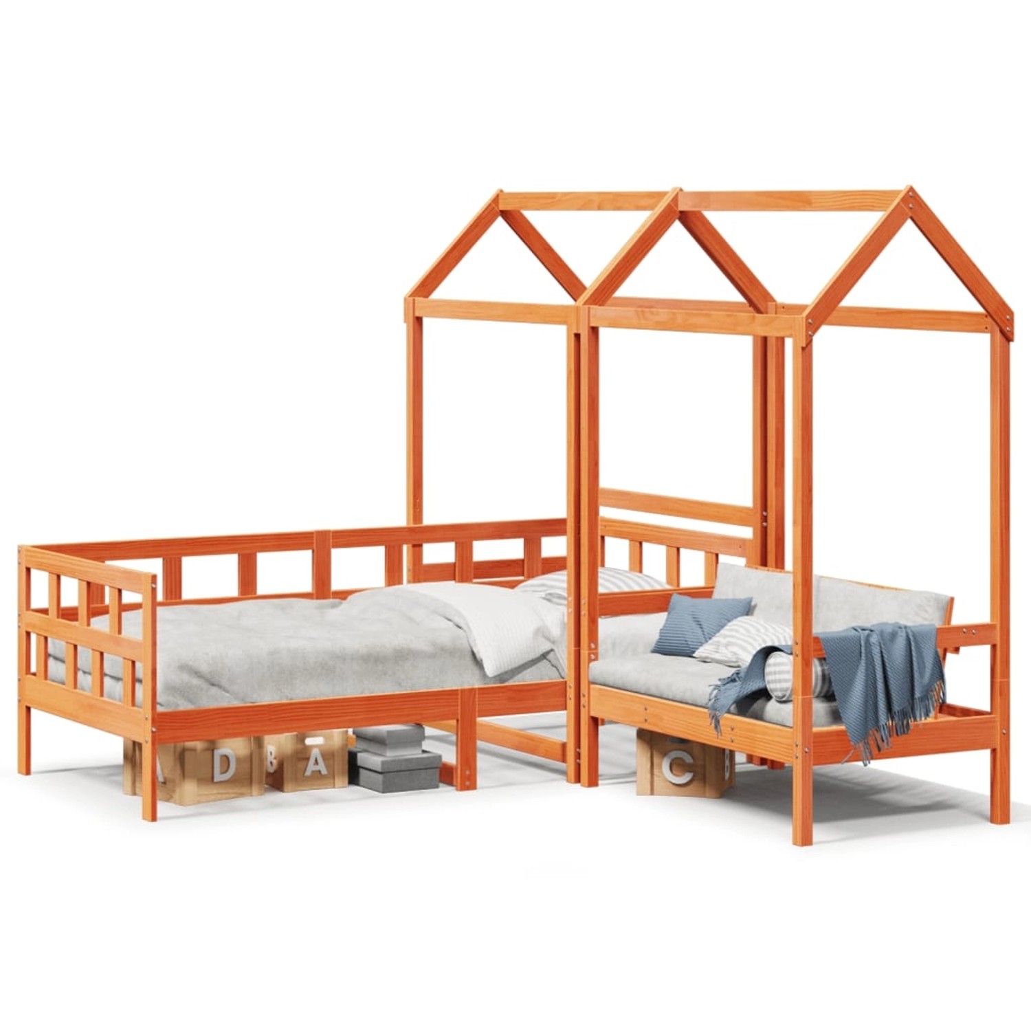 vidaXL Tagesbett Set mit Dach Wachsbraun 80x200 cm Massivholz Kiefer2101454 günstig online kaufen