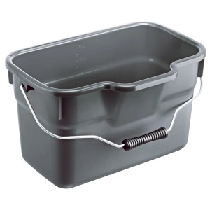 Eckiger, anthrazitfarbener 12 l Rotho Eimer Basic mit Metallgriff für die Küche.