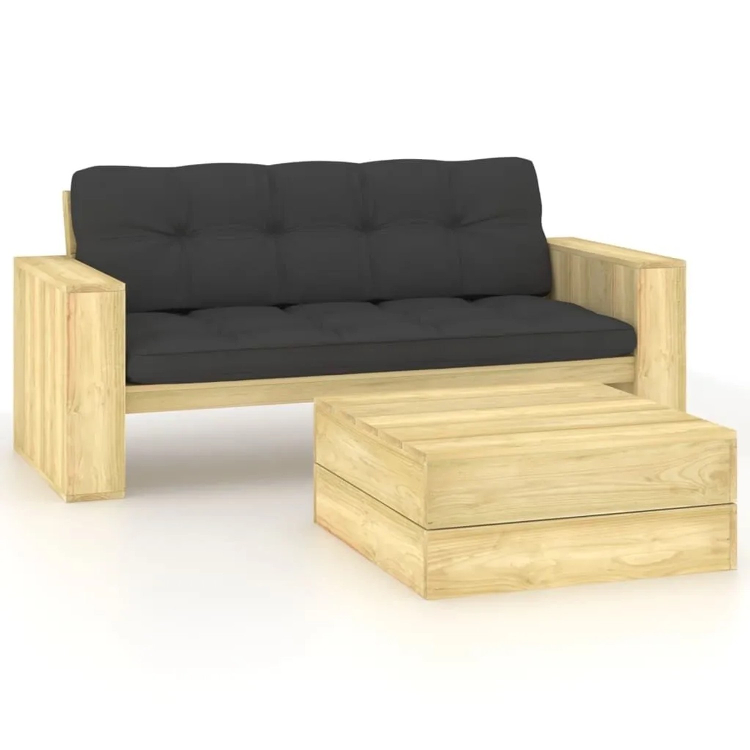 vidaXL 2-Tlg Garten-Lounge-Set mit Kissen Kiefernholz Imprägniert 3065777