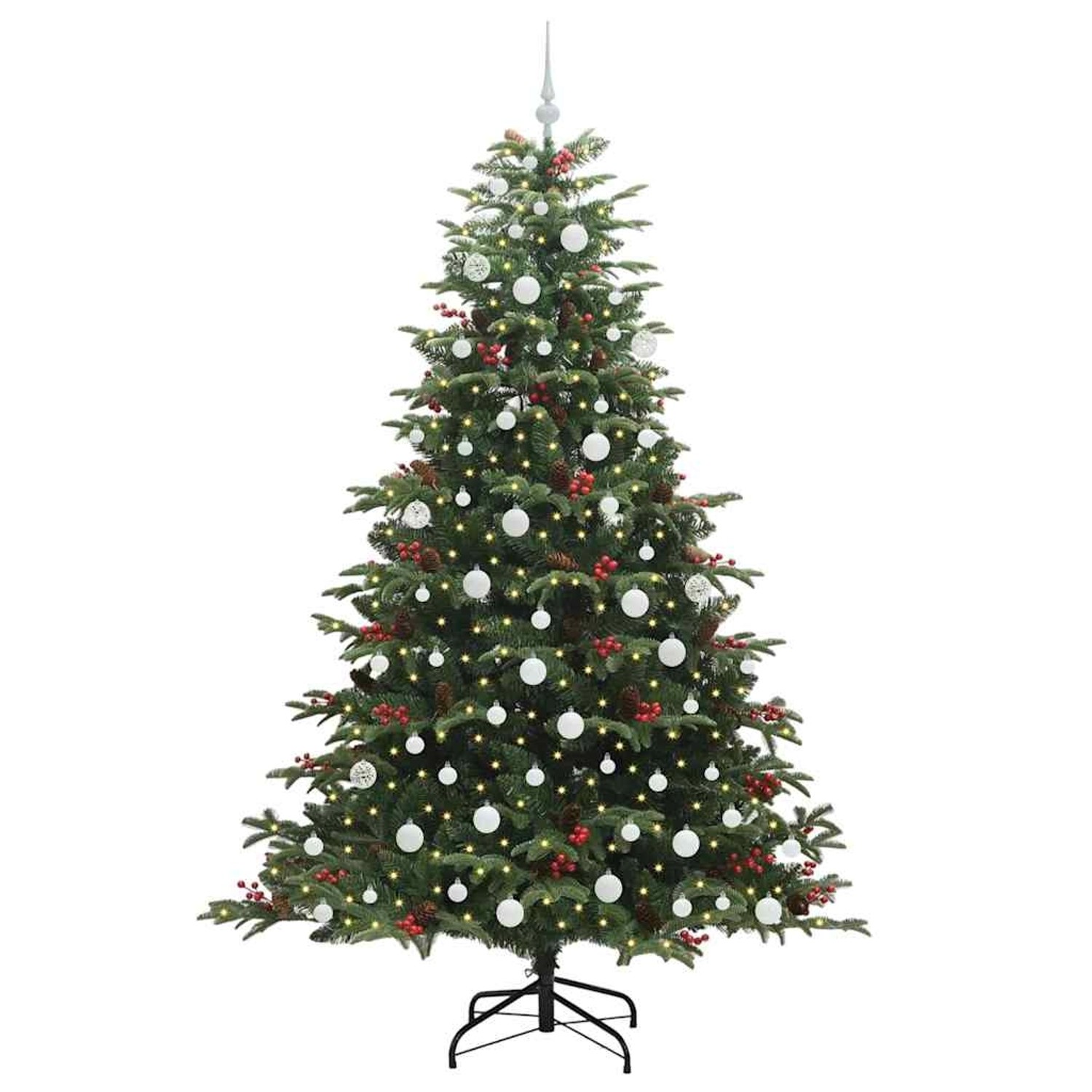 vidaXL Künstlicher Weihnachtsbaum mit 300 LEDs mit Ständer Grün 210 cm 3395562