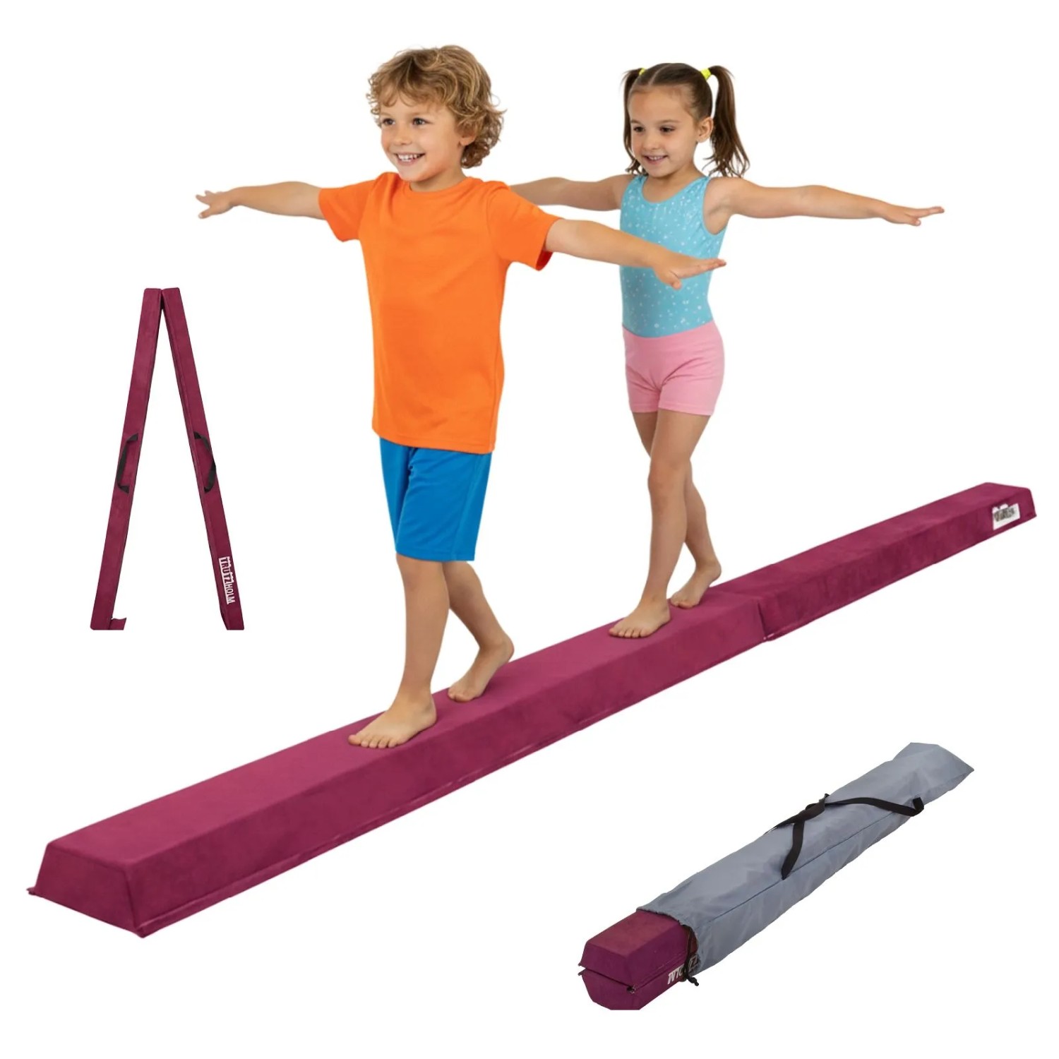TRUTZHOLM Schwebebalken Klappbar mit Tragetasche Länge 270cm Tragkraft 100kg Lila