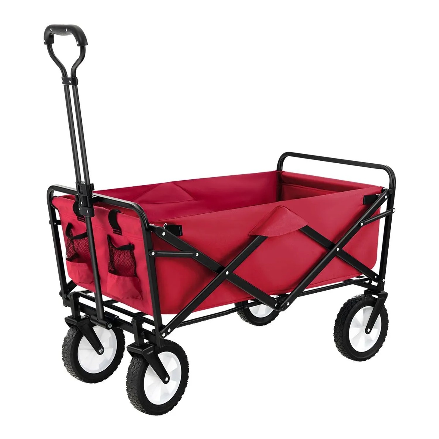 Costway Bollerwagen Faltbar mit Griff & Getränkehaltern Rot