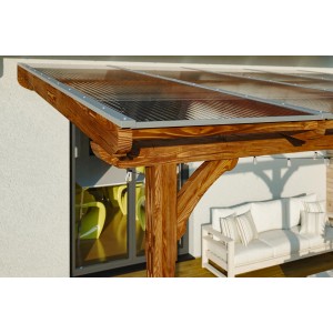 Skan Holz Terrassenüberdachung Rimini 541 x 350 cm Douglasie Nussbaum