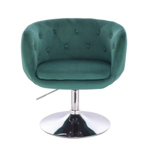 Svita Panama Retro Loungestuhl, dunkelgrüner Samtoptik, gepolstert, verchromter Tellerfuß, drehbar & höhenverstellbar.