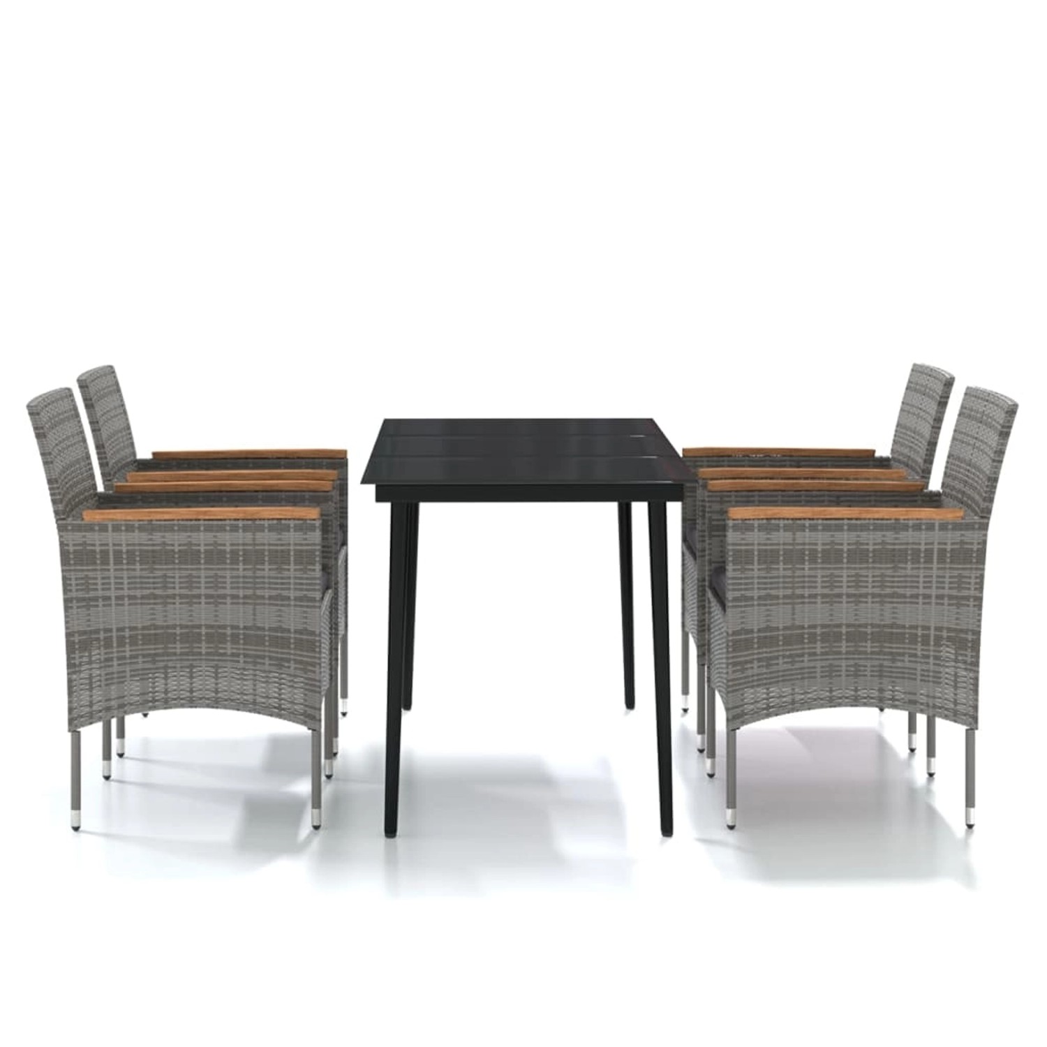 vidaXL 5-Tlg Garten-Essgruppe mit Kissen Grau und Schwarz 3099349 günstig online kaufen
