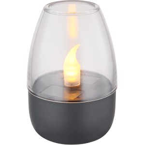Dunkelgraue Globo LED-Solarleuchte mit Flammeneffekt für den Garten oder Balkon.