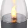 Dunkelgraue Globo LED-Solarleuchte mit Flammeneffekt für den Garten oder Balkon.