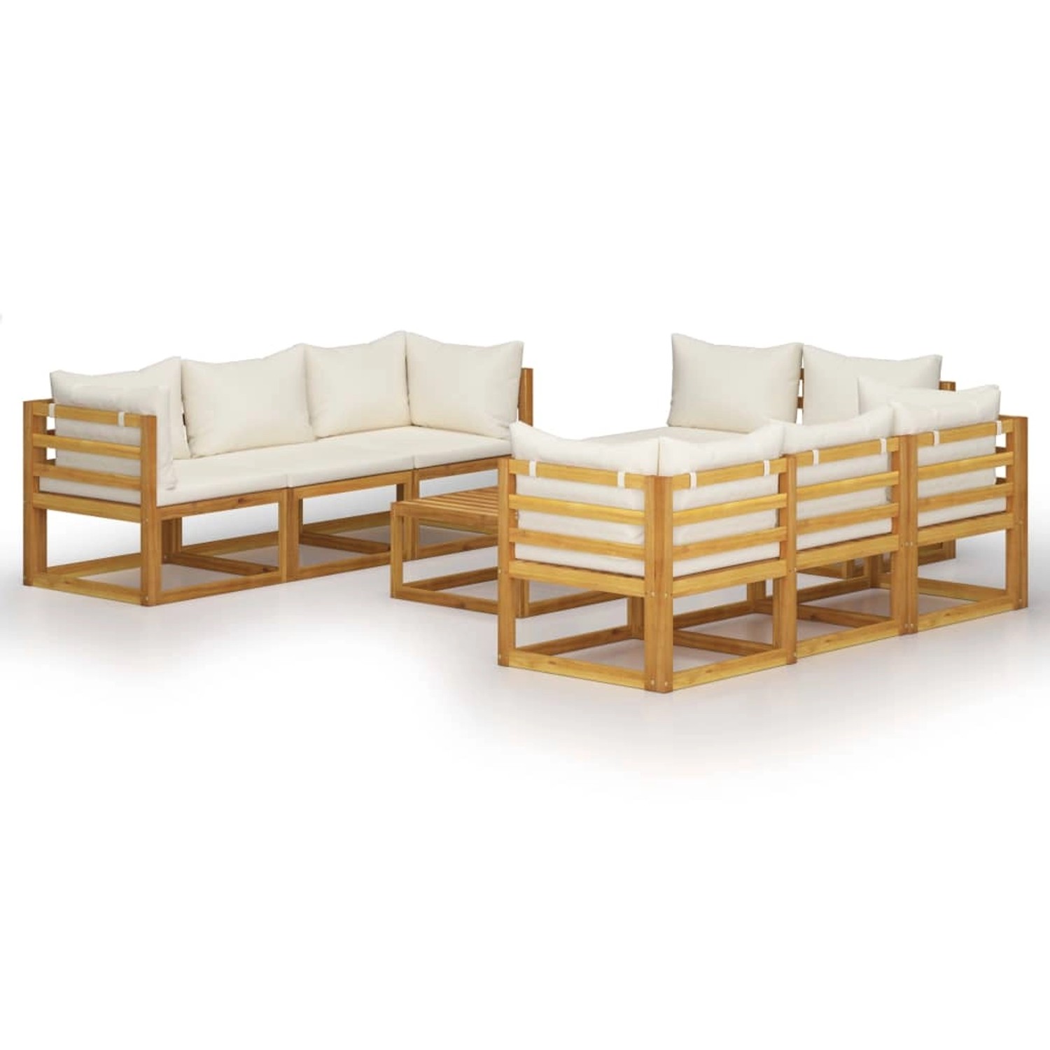 vidaXL 9-tlg Garten-Lounge-Set mit Auflagen Creme Massivholz Akazie Modell 1