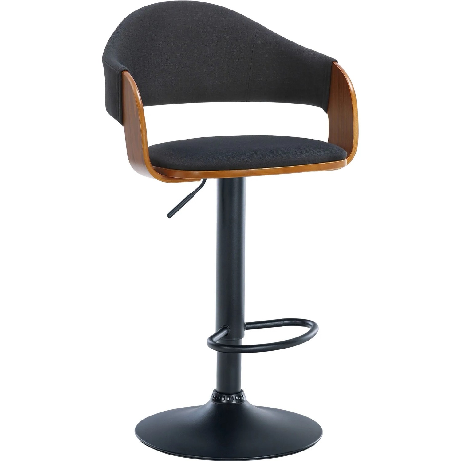 DELUKE Barhocker BOROS Stoff Walnuss/schwarz 50x49x89cm Schwarz Schwarz Barstuhl Mit Lehne Drehbar Tresenhocker Tresenstuhl