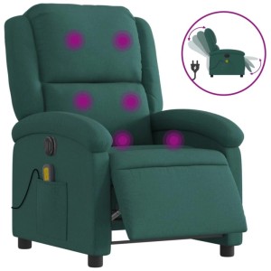 vidaXL Massagesessel Elektrisch Dunkelgrün Stoff 3204158