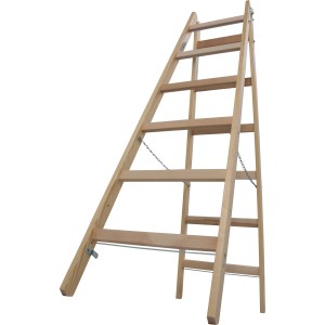 Krause Holz-Doppelleiter Stabilo mit 2x6 Sprossen, ideal für Maler- und Elektroarbeiten.