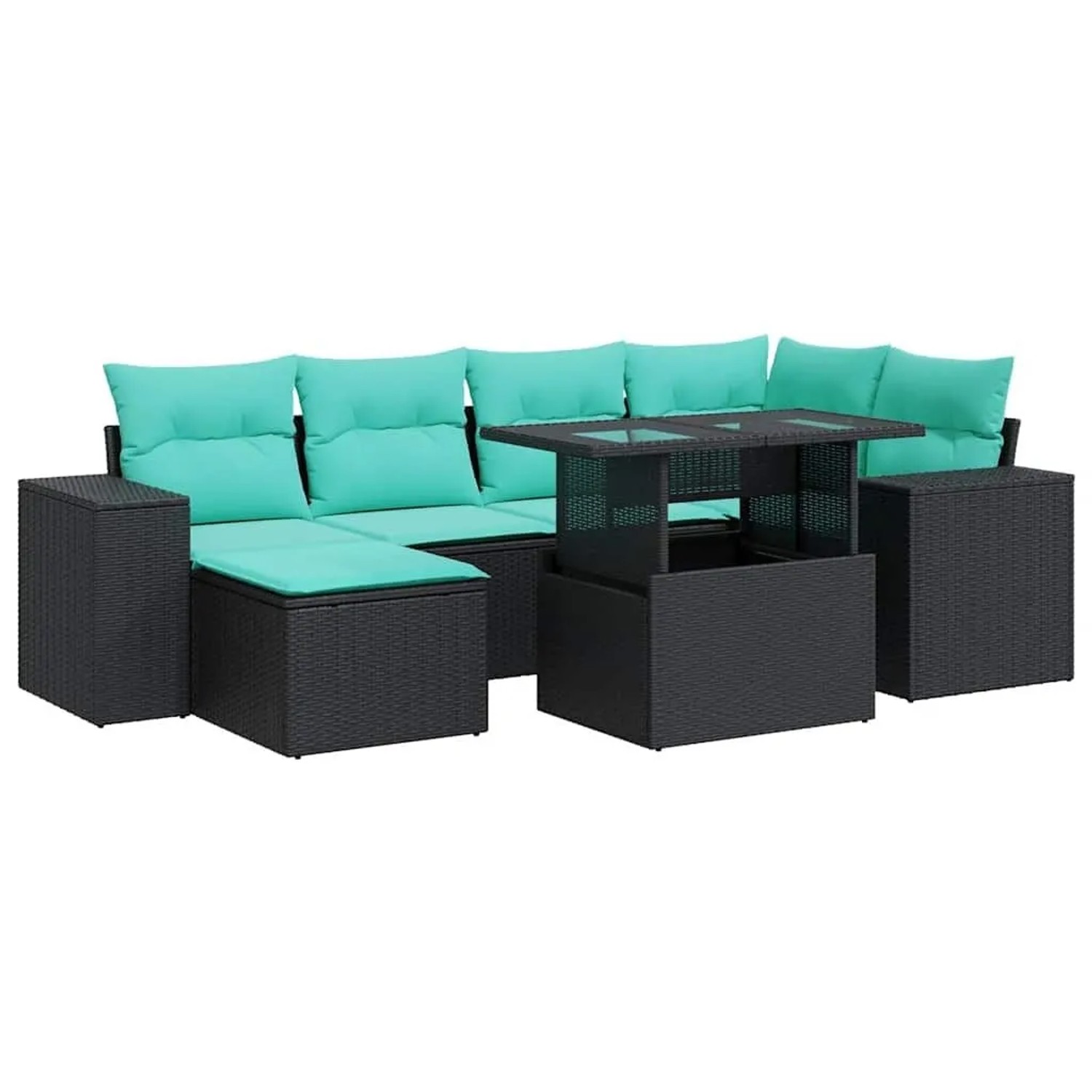 vidaXL 9 Tlg Garten-Sofagarnitur mit Kissen Schwarz Poly Rattan 3326828