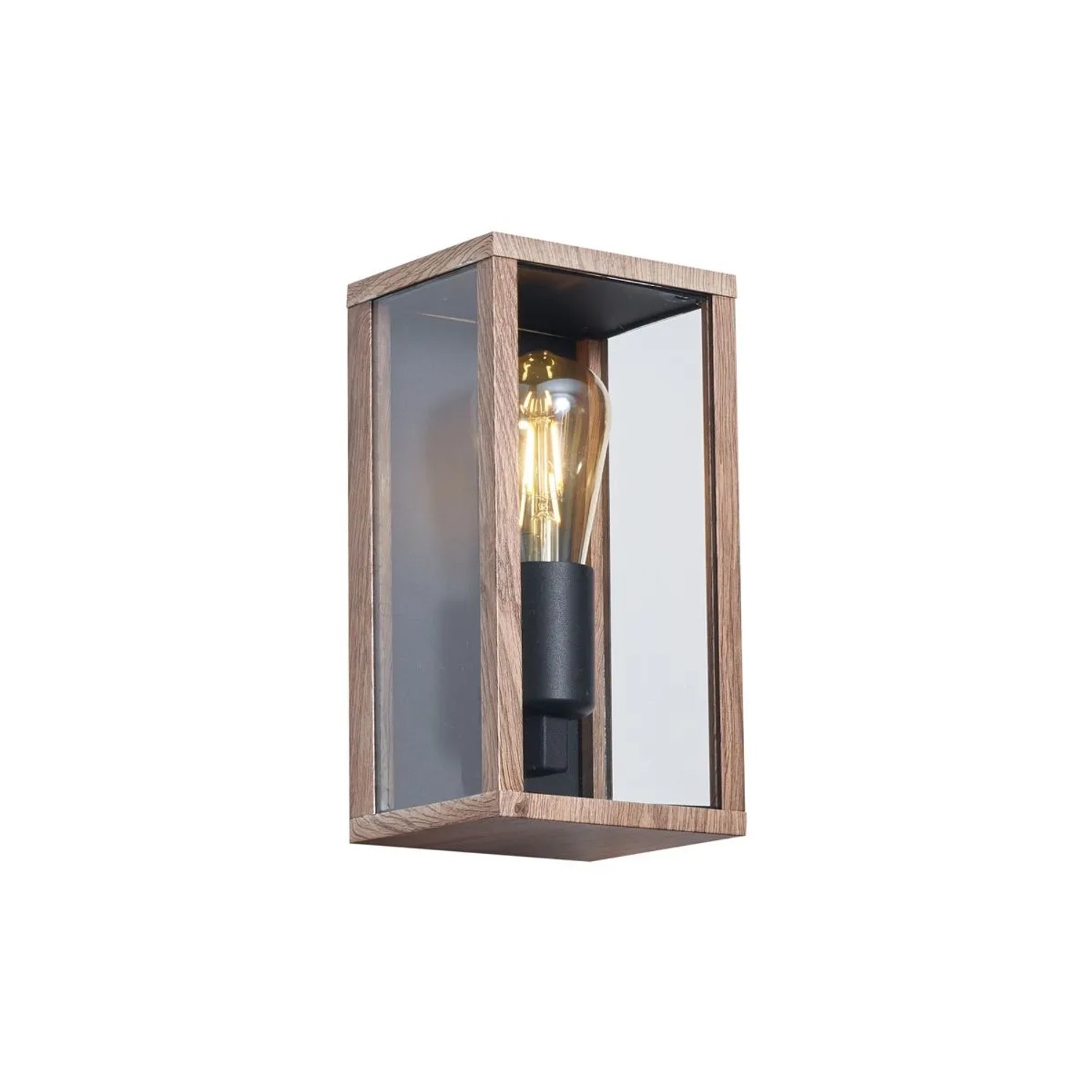 QAZQA Industrielle Wandleuchte Holzoptik 26 cm IP44 Charlois
