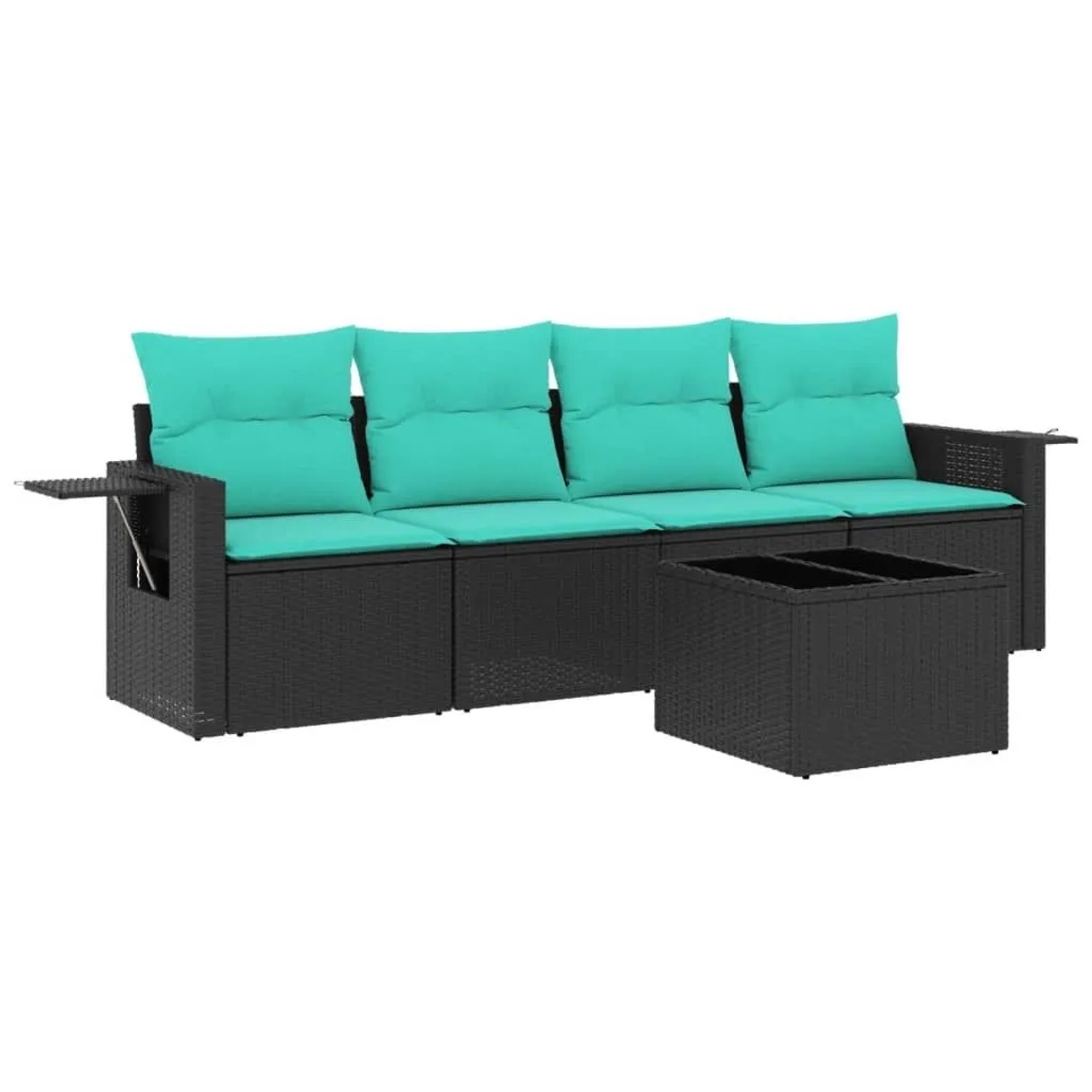 vidaXL 5-Tlg Gartensofa-Set mit Kissen Schwarz Polyrattan 3219886 günstig online kaufen