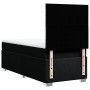 Schwarzes Boxspringbett 100x200 cm mit Matratze und Kopfteil, Stoffbezug.