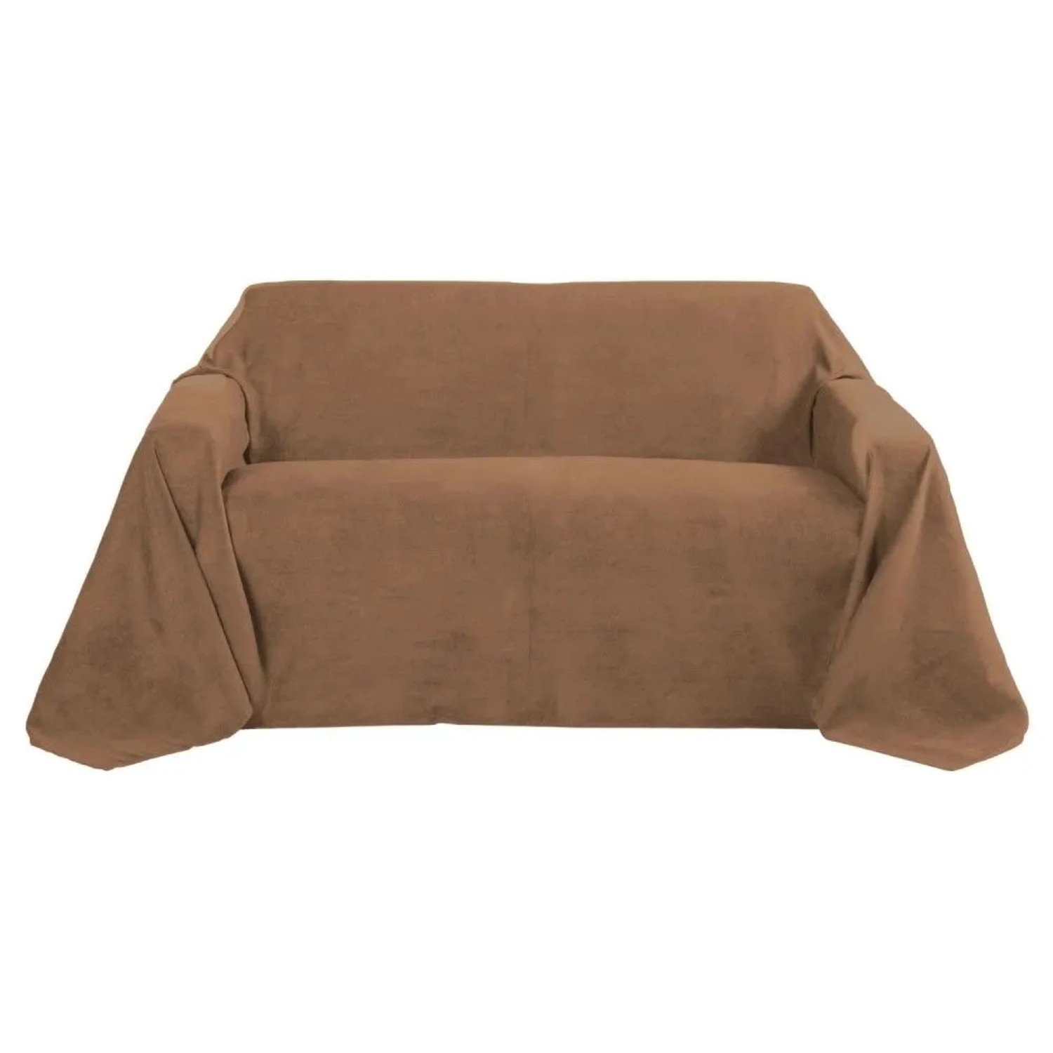 Beautissu Romantica Tagesdecke Wildleder Optik 210x280cm Dunkelbraun