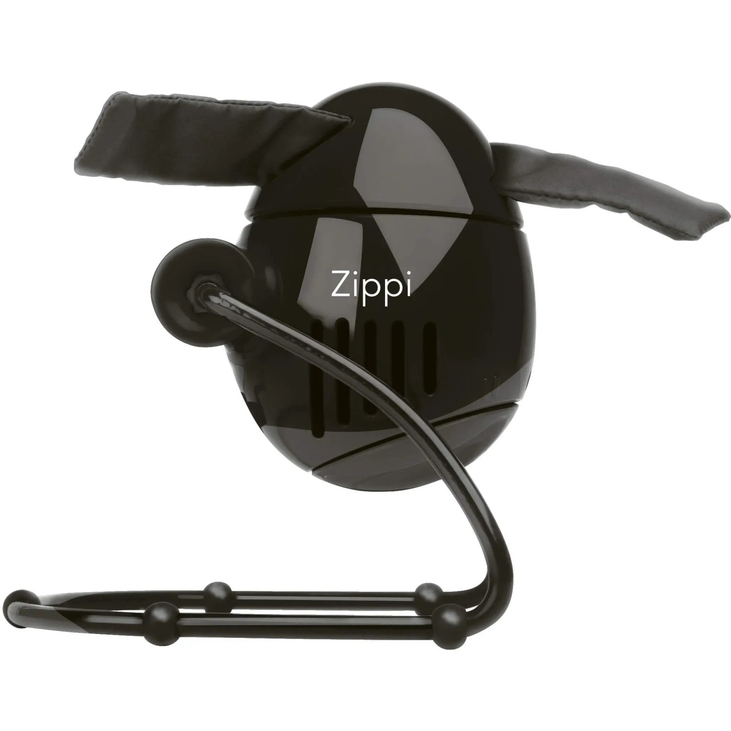 Schwarzer Vornado Zippi Tischventilator mit flexiblem Rotorsystem und Standfuß.