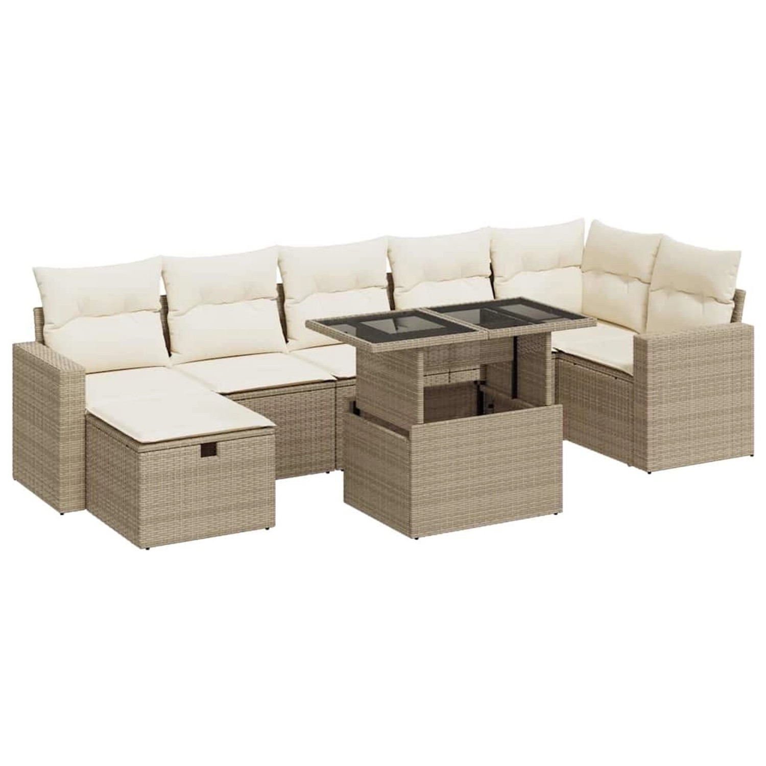 vidaXL 8-Tlg Garten-Sofagarnitur mit Kissen Beige Poly Rattan 3327828 günstig online kaufen