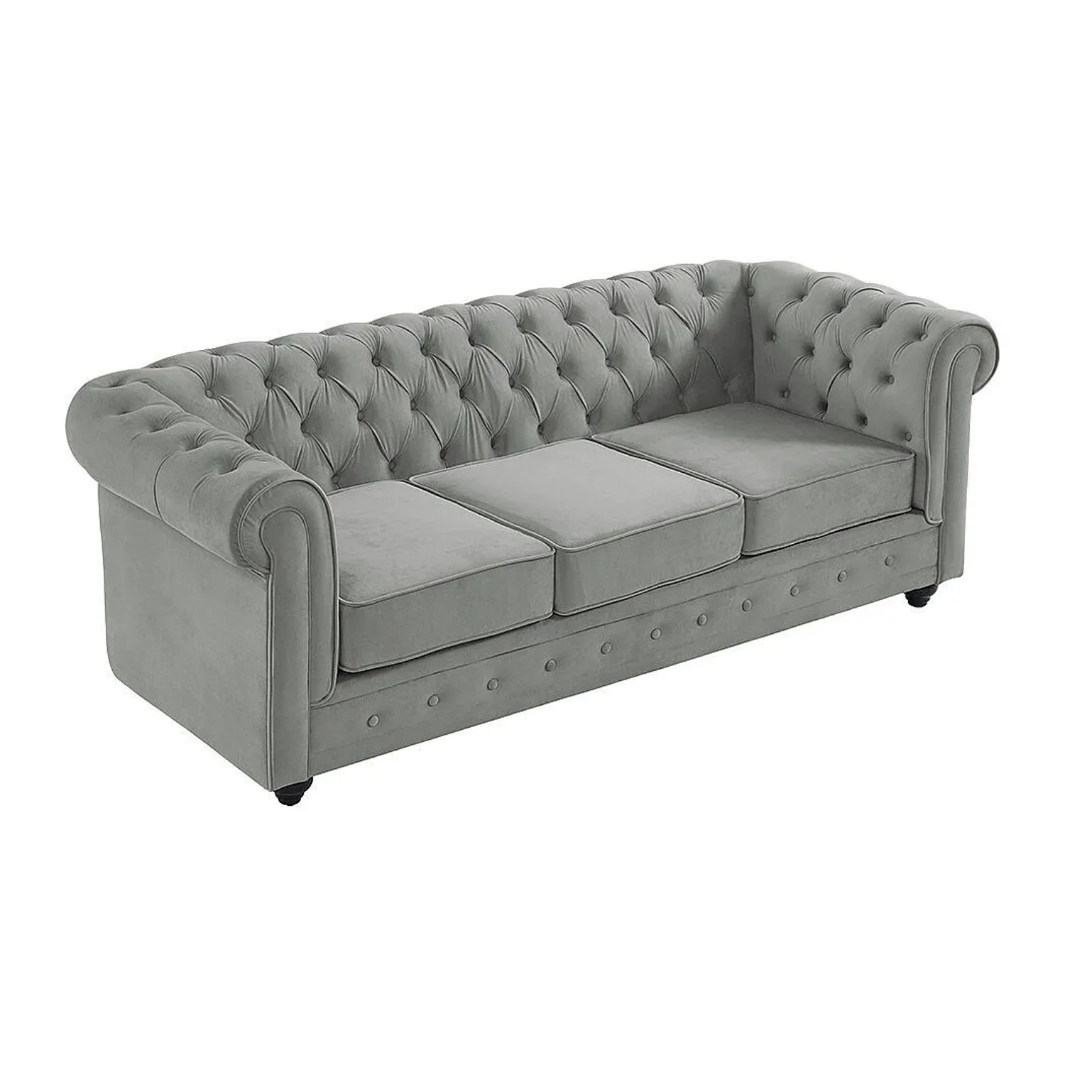 Vente-unique Sofa Ohne Schlafmöglichkeit Chesterfield Hellgrau 205 cm