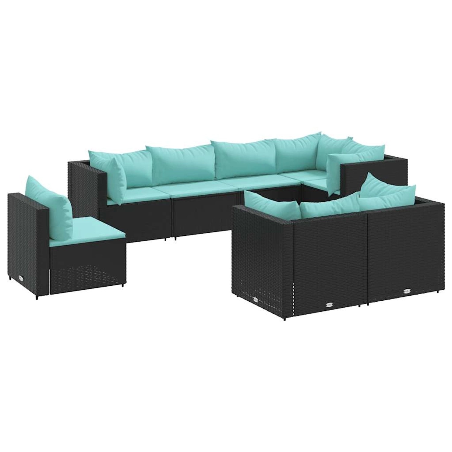 vidaXL 8-Tlg Garten-Lounge-Set mit Kissen Schwarz Poly Rattan 3308196 günstig online kaufen