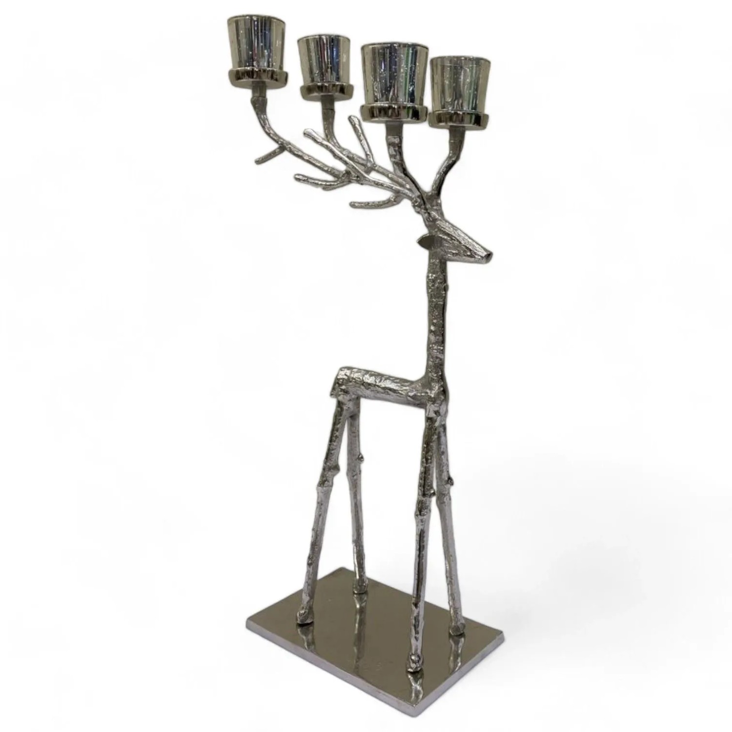 DELUKE Kerzenhalter LUKA Aluminium Silber 66x19x29cm Dekoration Wohnzimmer Büro Designer