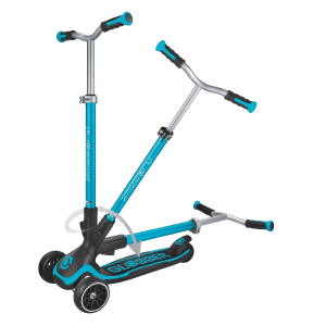 Globber Ultimum Tretroller Kinder Erwachsene 125/90 mm Extra Breit ABEC 9 3-Rädrig Höhenverstellbar Blau