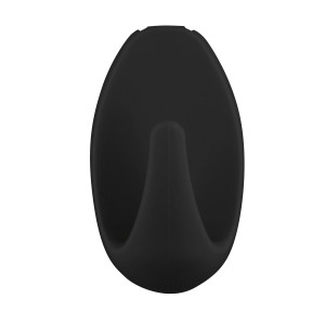 Schwarzer, ovaler Tesa Powerstrips Klebehaken S, 3er-Set für einfache Montage ohne Bohren.