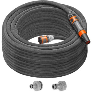 Gardena Liano Life 25m Gartenschlauch-Set mit Spritze und Verbindern, grau. Ideal zur Gartenbewässerung.