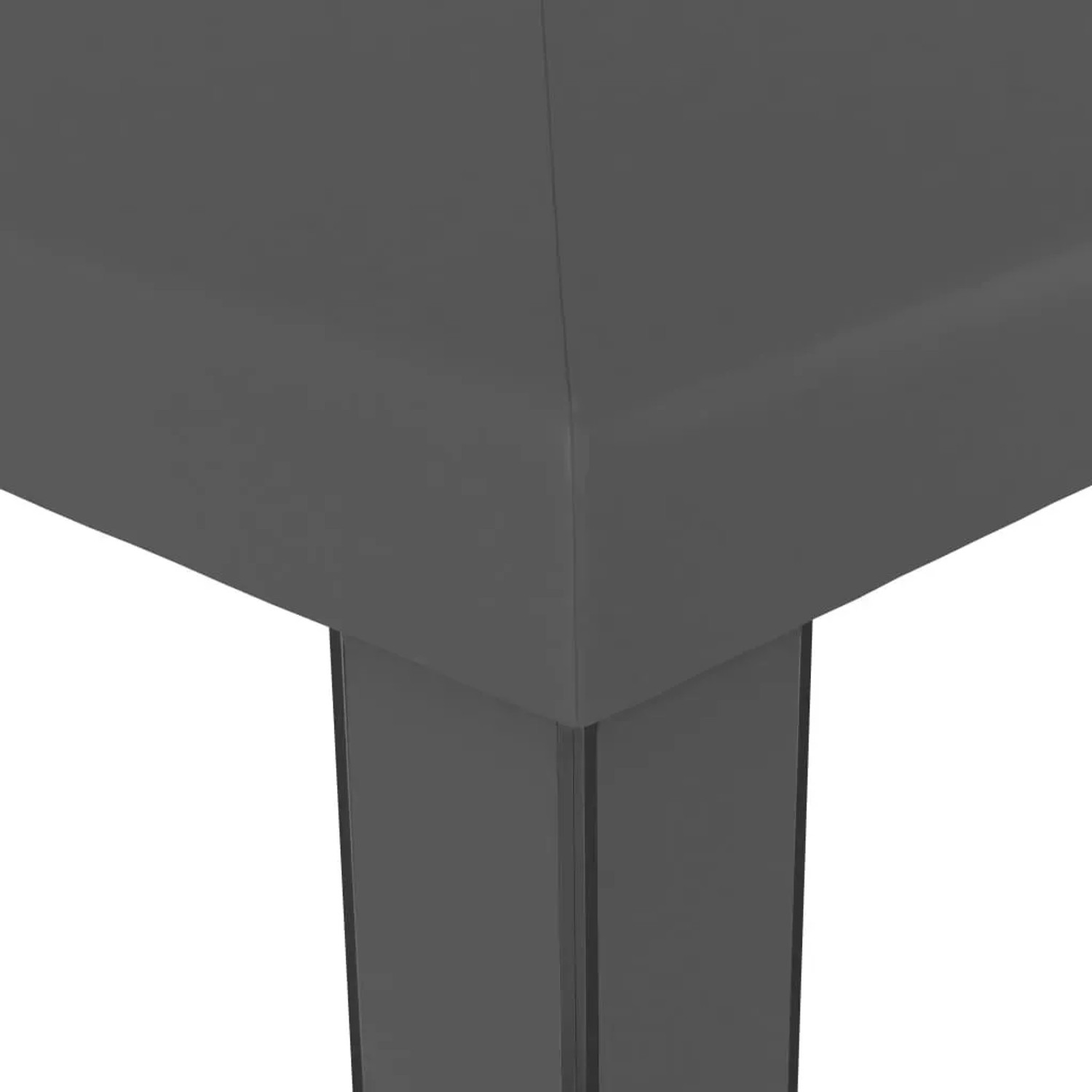 Detailansicht: Anthrazitfarbener vidaXL Pavillon (3x6 m) mit Doppeldach, Ecke und Bein.