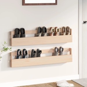 vidaXL Wand-Schuhregale 2 Stk 110x9x23 cm Massivholz Kiefer 833275