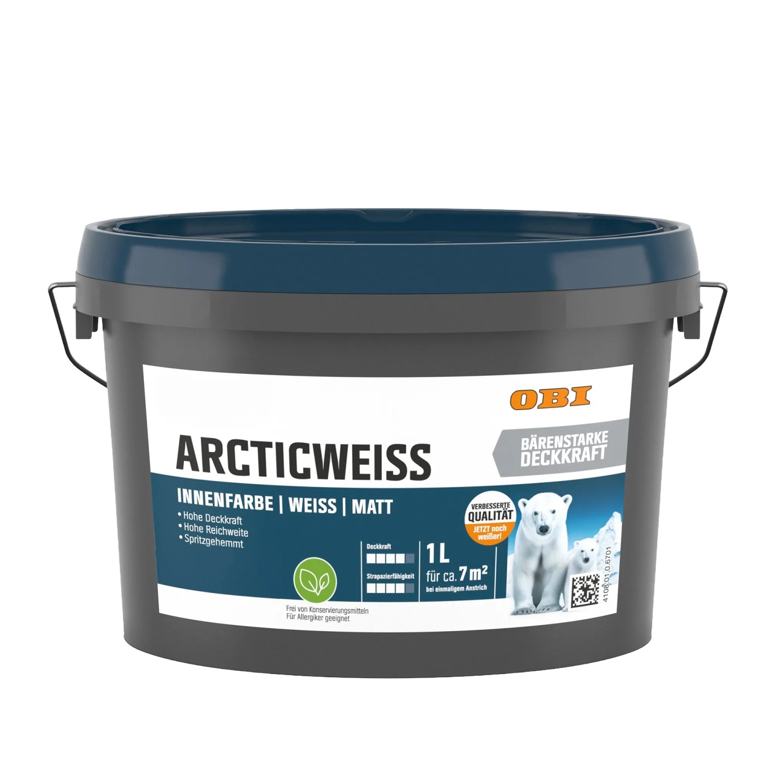 OBI Wandfarbe Arcticweiss Weiß Matt 1,